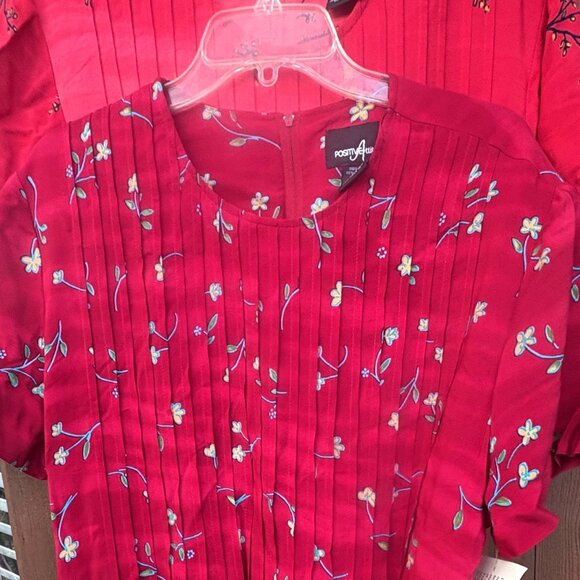 2 PositiveAttitude VTG FLORAL maxi dresses pintuck pleats ORANGE & RED(NWT)SZ 18 - Picture 1 of 12